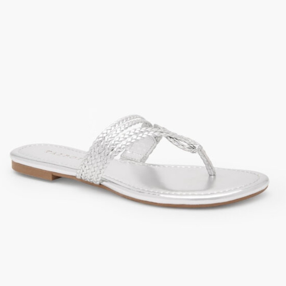 Talbots Cece Toe Loop Sandals-Metallic Silver | Braided Strappy | size 7 NWOT - Picture 2 of 9